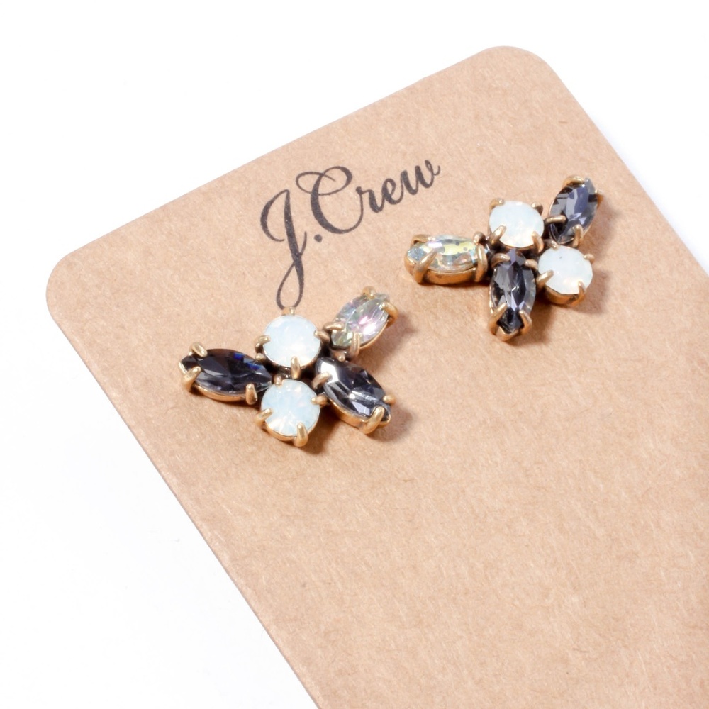 Jcrew grey crystal statement earrings